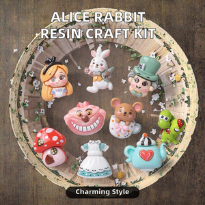 MJ Crafts Lovely Sleepwalking Alice Rabbit DIY Resin Cream Glue Casting Phone Cases Shoe Buckle Hairpin Accessories Keychain - Product Image 2