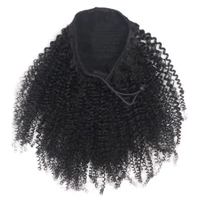 Coletero rizado 4b 4c Afro, extensión de cabello con cordón para mujeres negras