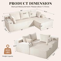 Canapé modulable en forme de L convertible, style nuage, avec chaise longue et assise profonde, sans assemblage, pour salon, appartement, villa - Vente en gros directe usine USA