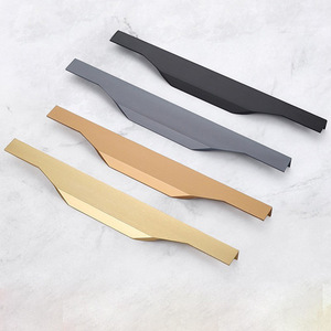 Poignée de porte et de tiroir en alliage d'aluminium, style minimaliste italien moderne, avec poignée à bouton, design traversant sans fente - Product Image 2