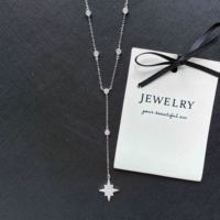 Bling argent plaqué or mode femmes bijoux Micro pavé 5A zircon cubique CZ flocon de neige Y Long collier