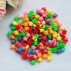 10mm 혼합 단색 플라스틱 별 비즈 헤어 비즈 어린이 땋은 머리 액세서리 - Product Image 3