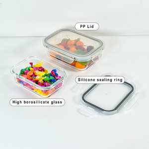 Kitchen Food Storage Container Insulated Glass Bento <strong>Box</strong> Refrigerator <strong>Frozen</strong> <strong>Lunch</strong> <strong>Box</strong> with Plastic Integrated Cover Lock Seal - Product Image 5