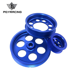 Poyracing - Polea de Correa en V de Aleación de Aluminio, 30 mm de Diámetro Interior, 2 Ranuras, Azul, para Toyota Supra JZA80 2JZG - Product Image 1