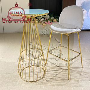 Meubles de jardin en acier inoxydable, table de bar moderne en fil métallique - Product Image 5