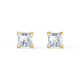 Pendientes de tuerca clásicos de plata S925 con moissanita VVS de corte princesa, chapados en oro, con certificación de terceros, diseño nuevo, joyería personalizada - Product Image 2