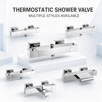 Robinet mélangeur thermostatique carré mural en laiton chromé pour baignoire, contrôle de la température