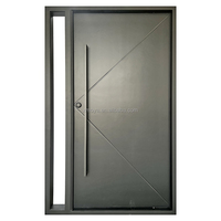 Portes d'entrée extérieures modernes en fer massif, grandes, automatiques, anti-effraction, pivotantes, pré-montées pour maisons
