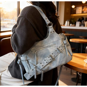 Retro Rivet Motorcycle Bag Large-Capacity Textured Shoulder Bag High-End Versatile Crossbody Bag Underarm Tote Bag Tanjing - Product Image 6