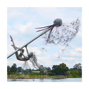 Modern Garden Decor Large Stainless Steel Outdoor Metal Steel Fairy And Dandelion Sculpture - Product Image 2