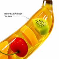 Jouet Squishy Géant Banane Souple Transparent avec Remplissage Fruité, Jouet Sensoriel Anti-Stress pour Enfants et Adultes