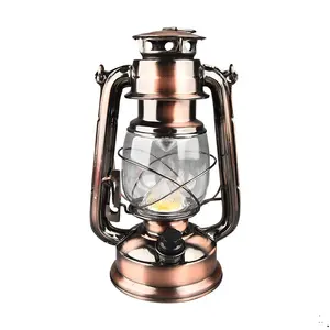 4xAA pil kumandalı bronz eski moda gaz lambası gazyağı lambası taşınabilir açık fener ev ve açık dekorasyon