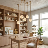 Lustre de plafond moderne de luxe en laiton et marbre, luminaire suspendu design pour salon, hôtel, villa, lampe suspendue personnalisée en albâtre