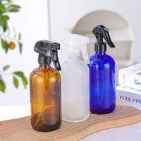 Flacon pulvérisateur en verre ambré pour parfum, en verre Boston, 8 oz, 16 oz, bleu cobalt, givré, transparent, avec atomiseur noir et blanc, en stock
