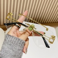 6007 Nouvelles Lunettes de Soleil Tête de Léopard Style Européen et Américain Unisexe Grand Visage Amincissant Luxe Tendance Influenceur