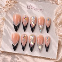 Ongles à presser faits main 3D, longs et pointus, style stiletto, courbés, couvrance totale, en PMMA, pour exportation, 10 pièces