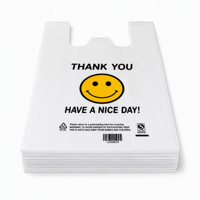 Sacs en plastique HDPE recyclables et imperméables blancs pour T-shirts, avec poignées, imprimés « Merci » et « Bonne journée », pour cadres photo