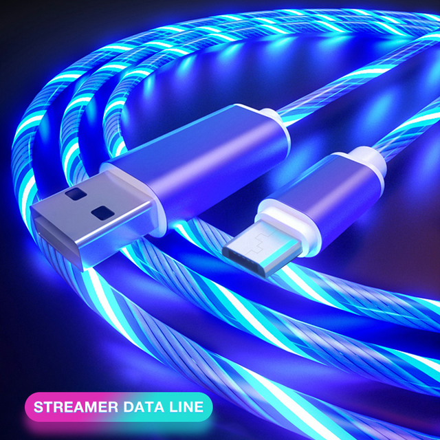 Glowing Cable Mobile Phone Charging Cables LED Light Micro USB Type C Charger for Samsung Xiaomi iPhone Charge Wire Cord
