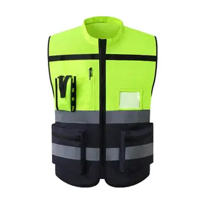 Penjualan laris populer rompi kerja reflektif poliester 100% pakaian kerja keselamatan visibilitas tinggi warna kuning neon