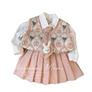 Budingmami Mami Girls Clothing Set Cotton Cartoon Rabbit Pattern Three Piece Autumn Outfit For Toddlers Preppy Style - Product Image 4