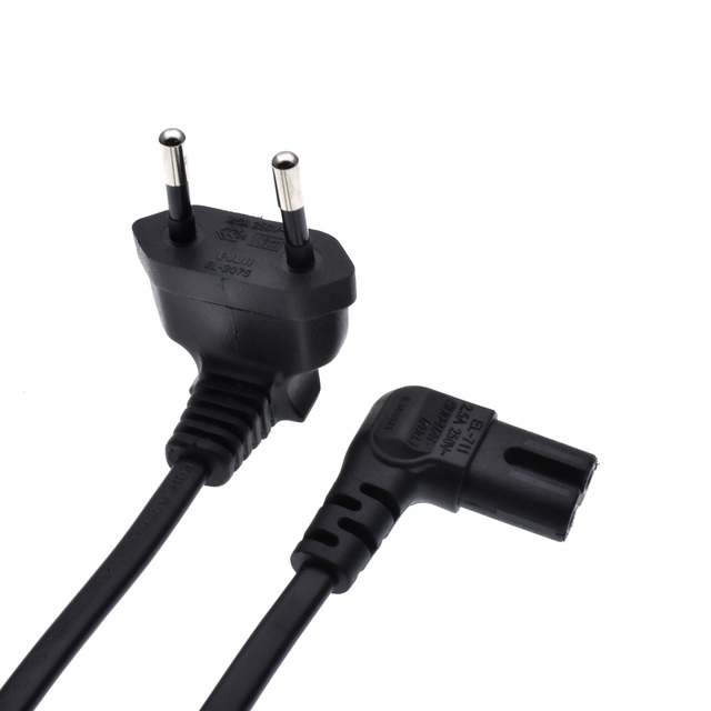 EU European 2 Prong Cable Power Supply Cord Right Angle to IEC C7 Figure 8 Power Cable for Samsung Power Supply LED TV Laptop