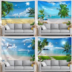 Plage Nature Paysage Série Tenture Murale <span class=keywords><strong>Fond</strong></span> Tissu Serviette Châle Protection Solaire Polyester Tapisseries Cadeau De Vacances - Product Image 3