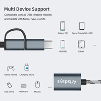 Adaptateur Type-C en alliage d'aluminium Afisdays, adaptateur OTG pour téléphone portable Android, adaptateur USB vers Type-C en métal