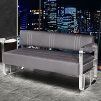 Canapé moderne pour salon de coiffure Fauteuil d'attente Salon de manucure Aire de repos Canapé et fauteuil de luxe en acier inoxydable