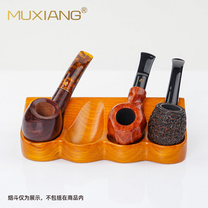 Muxiang Solid Wood Pipe Stand 4 Slots Durable Smoking Pipe Holder - Product Image 1