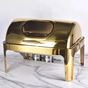 Golden <span class=keywords><strong>Hotel</strong></span> Catering Acero inoxidable Buffet Calentador de alimentos Método de calentamiento de combustible para plato de frotamiento y catering - Product Image 1