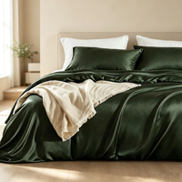 Ensemble de housse de couette rafraîchissante 100% fibre de bambou |   Parure de lit 3 pièces en tissu soyeux de luxe 300TC avec 2 taies d'oreiller (sans garnissage)