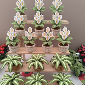 2025 Crochet Pot Crochet Table Meubles Décor À La Maison Lavande Tulipes <span class=keywords><strong>Cactus</strong></span> Roses Simulation Fleur Crochet Plante Pot - Product Image 3