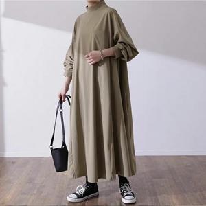 Nuevo Vestido Maxi de Punto Acanalado de Manga Larga, Estilo Coreano, Holgado, Tallas Grandes, Casual, Largo por Encima de la Rodilla, Moda Otoño - Product Image 3
