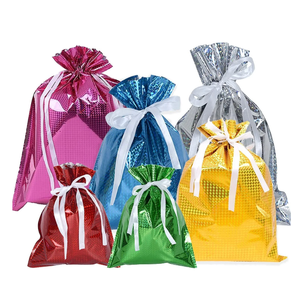 Sacs d'emballage en feuille <span class=keywords><strong>de</strong></span> Noël Joyeux Noël Cadeau Sacs en plastique Sacs à cordon pour emballage - Product Image 1