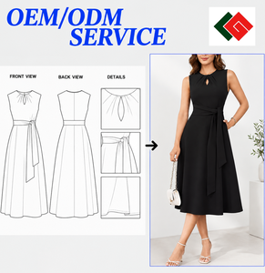 เดรสยาวปานกลางแบบไม่มีแขนสำหรับฤดูร้อน ขายส่ง ODM ดีไซน์หรูหรา คอรูรูปไข่ ผูกเอว ทรงเอไลน์ สวมใส่สบาย เหมาะสำหรับออฟฟิศ ปาร์ตี้ มีกระเป๋า ออกแบบตามสั่ง - Product Image 6