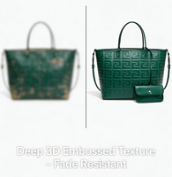 Ensemble de sacs fourre-tout de luxe en cuir PU vert foncé avec portefeuille assorti, sac à main de créateur géométrique gaufré, sac à bandoulière grande capacité