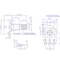 A500K B500K A250K B250K A50K B25K Potentiomètre Cannelé Petit Pot Guitare Électrique Basse Ampli Tonalité Volume18mm Pièces d'Arbre