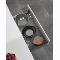 Rak Piring 3 Sisi Modern dengan Penutup Lembut, Keranjang Organizer Peralatan Dapur, Ramah Lingkungan, Penyimpanan Multifungsi untuk Lemari