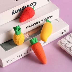 Netter Cartoon Obst Radiergummi Set Große Karotte TPR 3D Gummi Radiergummi für Kinder Spielzeug für Schüler Briefpapier Geschenk - Product Image 3