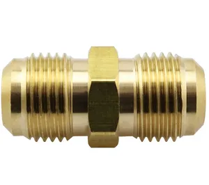 Male Flare Connector 3/8 Inch Brass Hexagon Standard Yellow Forged Base Oil Water Gas 3 Years Female to Male Adapter 1/4 20