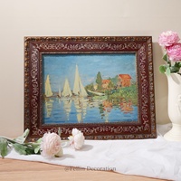 Tableau mural vintage en bois sur toile, paysages européens fleuris, décoration intérieure pour mariage