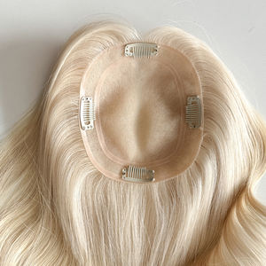 Toppers de Cabello Humano para Mujer, Listos para Enviar, Base Mono de 5*6'', Cabello Virgen Ruso Rubio, Cutícula Intacta y Alineada - Product Image 3