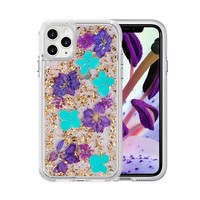 Étui de téléphone personnalisé en époxy fait à la main avec des fleurs séchées réelles pour 16/15/14 Pro TPU+PC, étanche et antichoc