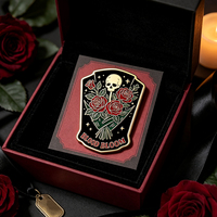 Broches personnalisées en forme d'os, vente en gros, bouquet de roses effrayant, squelette, décoration d'Halloween, épingles en émail dur, broches métalliques personnalisées