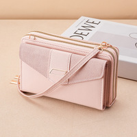 Dompet wanita dompet risleting lapisan ganda Multi kartu grosir
