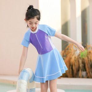 Baiya Girls One Piece Swimwear With <b>Skirt</b> Quick Dry UPF 30 High <b>Elastic</b> For Swimming And Water Sports - Product Image 3