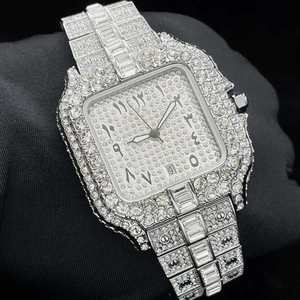 Reloj Cuadrado de Lujo para Hombre de Acero Inoxidable con Esfera de Agujas, Diseño Árabe Personalizado, Movimiento de Cuarzo con Circonitas - Product Image 6