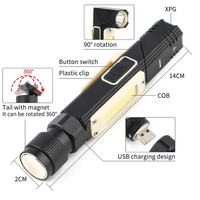 Lampe de travail Led COB Rechargeable par USB avec aimant pouvant pivoter de 360 degrés le support de lampe peut pivoter de 90 degrés