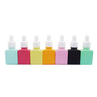 Flacon compte-gouttes en verre rose pour huile essentielle, capacité de 1oz 15ml, brillant, bouteille de parfum, sérum, forme carrée