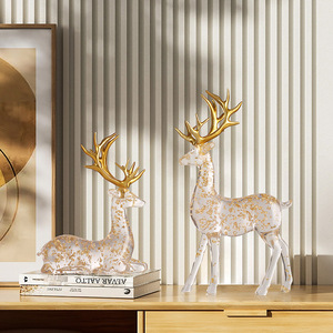 Transparent Gold Foil Deer Figurine 2Pcs Contemporary Home Decoration Living Room Wine <b>Cabinet</b> TV Stand Housewarming Gift - Product Image 2